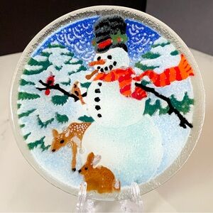 Small Snowman Plate by Peggy Karr